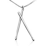 Solid Sterling Silver Drum Sticks Pendant Charm and Necklace Chain