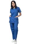 UNIFORM CRAFT Women’s Designer Scrub Suits DSDX01 || 6 pocket scrubs, cargo pockets | Ideal for doctors, dentists, vets, nurses & healthcare professionals (Bright Blue, S)