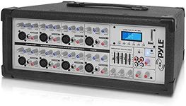 Pyle 8-Ch. Bluetooth Stage Powered Mixer - 800W Pro Audio Sound Mixer, MP3/USB/SD Readers, Aux(3.5mm) Input, RCA & 1/4'' Effects Loop Connectors, Digital LCD Display, Built-in Cooling Fan - PMX840BT