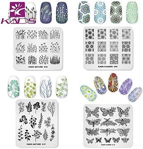 KADS 4 Pcs Nail Stamping Plate Flower Butterfly Template Image Design Plates for Nail Art Decoration and DIY Nail Art (2)