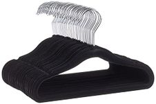 AmazonBasics Kids Velvet, Non-Slip Clothes Hangers, Black/Silver - Pack of 50