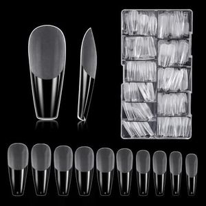 Unghie Tips Set, 500 Pezzi di Punte Per Unghie Finte Acriliche Artificiali con Custodia per Studi di Unghie e Nail art Fai da te a Casa 10 Misure(Semi smerigliato)