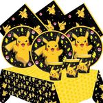 Pokemon Party Tableware Birthday Decoration Supplies Includes 16 Party Plates 16 Paper Cups 16 Luncheon Napkins 1 Tablecover