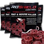 Roshield 1.16kg Wax Block Bait for Rat & Mouse Killer Poison Control - Indoor, Outdoor All-Weather Rodent Bait Station Refill Packs (290g x 4 Packs)