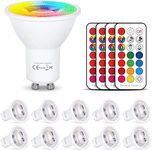 HYDONG GU10 LED Bulbs Warm White 6W RGB Spotlight Bulb, 12 Colors, Dimmable by Remote Control for Track Lamp, Recessed Ceiling Light - 10 Pack