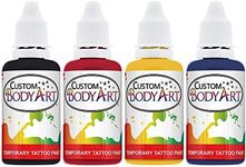 4 Color Airbrush Temporary Tattoo Ink Kit Black, Red, Blue, Yellow