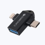 ZEBRONICS OTG2, 2 in 1 Lightning | Type C - USB OTG Converter, USB 3.0, Backward Compatible, Speeds Upto 5Gbps, Compatible with iPhone, iPad, Android, Laptop