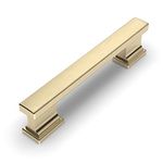 Amerdeco 10 Pack Brushed Brass Cabinet Pulls 3.75 Inch(96mm) Hole Center Drawer Pulls Cabinet Hardware Kitchen Cabinet Handles for Bathroom Dresser Pulls ZH00013