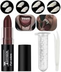 Mysense Vampire Fangs Teeth Makeup Kit, 4 Pairs Fake Teeth in 4 Sizes and 1 Dark Red Lipstick, Vampire Costume Accessories for Halloween SFX Makeup