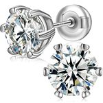 Moissanite Stud Earrings, 1ct/ Pair D Color VVS1 Clarity Round Moissanite Diamond Earrings For Women Men, 925 Sterling Silver Earrings, 18K White Gold Plated Moissanite Jewellery