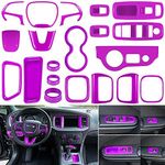 LAIKOU 20PCS Full Set Interior Accessories Trim Kit fit for Dodge Charger 2015-2024 | Headlight Window Lift Control Switches Gear Shift Cup Holder Air Conditioning Vent Outlets Covers (Purple)