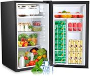 Electactic 3.2 Cu.ft Mini Fridge with Freezer, Compact Refrigerator with Reversible Single Door, Adjustable Thermostat, Low Noise, Energy Efficient for Office, Dorm, Bedroom, Apartment (Black)