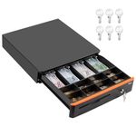 Tera Auto Open Cash Register (with 5 Keys) Till Drawer Box 4 Bill 8 Coin Cash Drawer Tray for POS System, Removable Coin Compartment 12V RJ12 Key-Lock, Media Slot for Shops Businesses