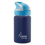 Laken Thermo Summit Stainless Steel Insulated Water Bottle, Sport Straw Cap w/Lock, Leakproof, 12oz, Blue