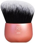Real Techniques Angled Kabuki Brush, For Body Bronzer or Foundation Application, Handless Makeup Blender, Dense, Synthetic Bristles, Aluminum Handle, Vegan & Cruelty-Free, Orange, 1 Count