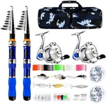 Telescopic Fishing Rod Reel Combo 2PCS 6.89FT Collapsible Fishing Pole Spinning Reel Lures Accessories with Fishing Bag Portable Fishing Rod Kit for Saltwater Freshwater Travel Fishermen Gift (Blue)