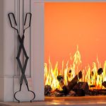 Kingson Arc Design Fireplace Tongs – 66cm Firewood Log Grabber for Indoor Fireplace, Outdoor Fire Pit, and Campfire – Black