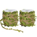 tenn well 2 Rolls Leaf Ribbon, 66 Feet Green Ribbon Jute Twine String with Leaf for Wedding Home Garden Decoration