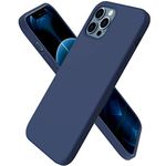 ORNARTO Compatible with iPhone 12 Case 6.1 and iPhone 12 Pro Case, Slim Liquid Silicone 3 Layers Full Covered Soft Gel Rubber Case Cover 6.1 inch-Navy Blue