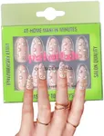 PaintLab Press-On Nails Manicure Kit, Nude Glitz - Almond, 24-Piece Set, Long-Lasting Fake Nails with Glue, File, Prep Pad & Cuticle Stick