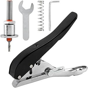 Hole Punch, 8mm Heavy Duty Screw Cover Hole Punch Set with Countersink Drill & Wrench, Hand-Held Hole Punch for Photo Paper PVC Cards Edgebandinlackg(Black)