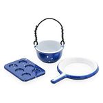 Odoria 1/12 Scale Miniature Pots and Pans Blue Enamelware Set Dollhouse Kitchen Accessories