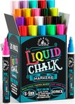 Liquid Chalk Markers for Blackboards - Bold Color Dry Erase Marker Pens Chalkboards Signs, Windows, Blackboard, Glass - 6mm Reversible Tip (20 Pack)