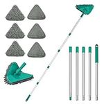 JEHONN Wall Cleaner Mop with Long Handle 82 Inches, 3-in-1 Ceiling Cleaning Tool Duster with 6 Replacement Microfiber Chenille Pads for Painted Walls, Baseboard, Window, Floor (Green)