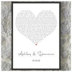 Song Lyrics Print, Wedding Lyric print, First Dance Song, Custom heart shape, Wall art, Birthday, Christmas, Anniversary