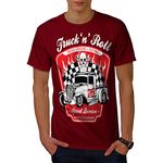 Wellcoda Truck and Roll Car Skull Mens T-Shirt, Graphic Design Printed Tee Red L