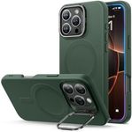 ESR for iPhone 16 Pro Case, Silicone Case with Stand, Compatible with MagSafe, Military-Grade Protection, Built-in Camera Stash Stand, Magnetic Phone Case for iPhone 16 Pro, Cloud Series, Green