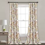 Lush Decor Ivana Floral Light Filtering Window Curtain Panel Pair, 84" Long x 52" Wide, White