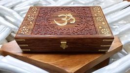 CRAFTCASTL Handmade Wooden Jewellery Box For Women Jewel Organizer Décor Gifts Products, OM Box for Good Luck (OM, 10x6x2.5)Inches)