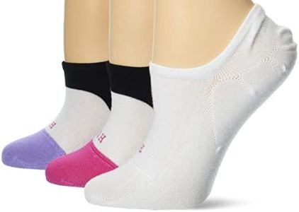 HUE Women's The Perfect Sneaker Liner 3 Pair Pack Colorblock Pack: Fuchsia Block/White/Purple Block