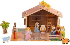 PRISP Wooden Nativity Scene for Kids - 20pcs Set