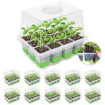 MIXC 10 Packs Seed Starter Tray,120 Cells Seed Tray for Seedling Reusable,Seed Starter Kit with Humidity Dome, Germination Trays Kit for Germination and Growth in Greenhouse,Garden (Green)