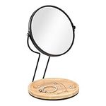 Navaris Cosmetic Mirror With Jewellery Tray - Table-Top Mirror For Makeup And Grooming - Double Sided With 2x Magnification - 29 x 17 x 17cm