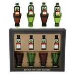 Kimm & Miller Jagermeister Shot Glass Alcohol Gift Set - 4 Bottle Top Shot Glasses with 4 Jager Miniature Bottles 2cl - 35% ABV - Fun Birthday Gifts for Him or Her