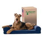 FurHaven Memory Foam Quilted Dog Couch Sofa Bed for Dogs and Cats, Navy, Large