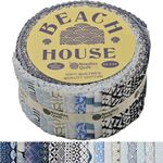 Needles Quilt Studio - 2.5" Precut 40 Fabric Strip Bundle (Beach House) | Cotton Strips Bundles for Quilting - Jelly Rolls for Quilting Assortment Fabrics Quilters & Sewing - Precuts Cloth for Quilts