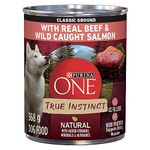 Purina ONE Classic Ground True Instinct Wet Dog Food, Beef & Salmon - 368 g Can (12 Pack)