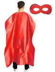 Adult Superhero Cape and Mask for Man and Woman - Dress Up Superhero Costume for Party or Vacation Bibble School (Red)