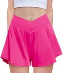 Zaclotre Girls Flowy Shorts with Spandex Liner V Crossover 2 in 1 Athletic Running Shorts with Pockets Kids Butterfly Skorts Hot Pink