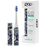 Pop Sonic Electric Toothbrush (Peacock) - Travel Toothbrushes w/AAA Battery | Kids Electric Toothbrushes with 2 Speed & 15,000-30,000 Strokes/Minute, Dupont Nylon Bristles