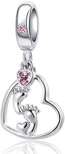 MiWangLing Baby Footprint New Mom Gift Charm Bead for Pandora Bracelet