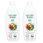 VEG FRU WASH Natural Fruit & Vegetable Wash Liquid 400ml x 2, Removes Pesticides, Wax & Bacteria, Food-Grade Disinfectant Works in 60 Sec, Patented & Scientifically Proven Premium Detoxifying Solution