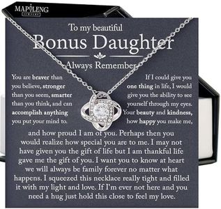 To My Bonus Daughter Necklace, Bonus Daughter Necklace, Gifts For Bonus Daughter, Step Daughter Necklace from Stepmom, Gifts For Stepdaughter, Step Daughter Gifts Love Knot Necklace On Xmas, Birthday