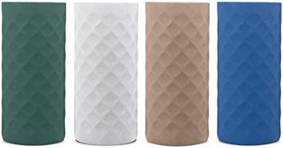 Silicone Sleeves for Glass Water Bottles - 4-Pack of Protective Holders 16-18 oz Capacity - Anti-Slip Protection for Beverage Containers, Smoothies, Juices - Insulating Carriers (Mountain Woodlands)
