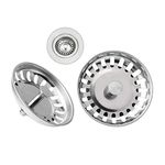 Juibao 2 Kitchen Sink Strainer SUS304 Stainless Steel Sink Strainer Kitchen Sink Waste Strainer Plug for UK Sinks (79-84mm), Stainless Steel Strainer Plug for Kitchen Bathroom