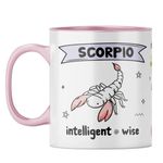 YuBingo Scorpio Problem-Solving Mug - Intelligent & Transformative, Zodiac Gift, Pink Inner & Handle (Pink Inner & Handle, Tea Cup, 310ML)